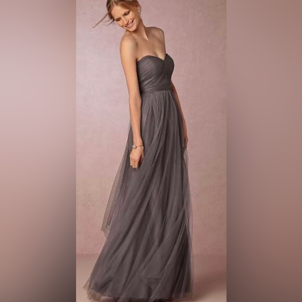Jenny Yoo Annabelle Convertible Strapless Dark Gray Tulle Bridesmaid Maxidress 2